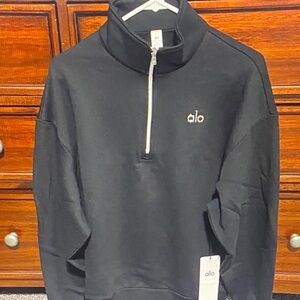 ALO Yoga Men's Black Zip-Up Sweater